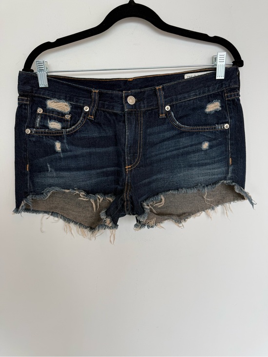 rag & bone Pants - rag & bone Dark Blue Distressed Denim Cutoff Shorts